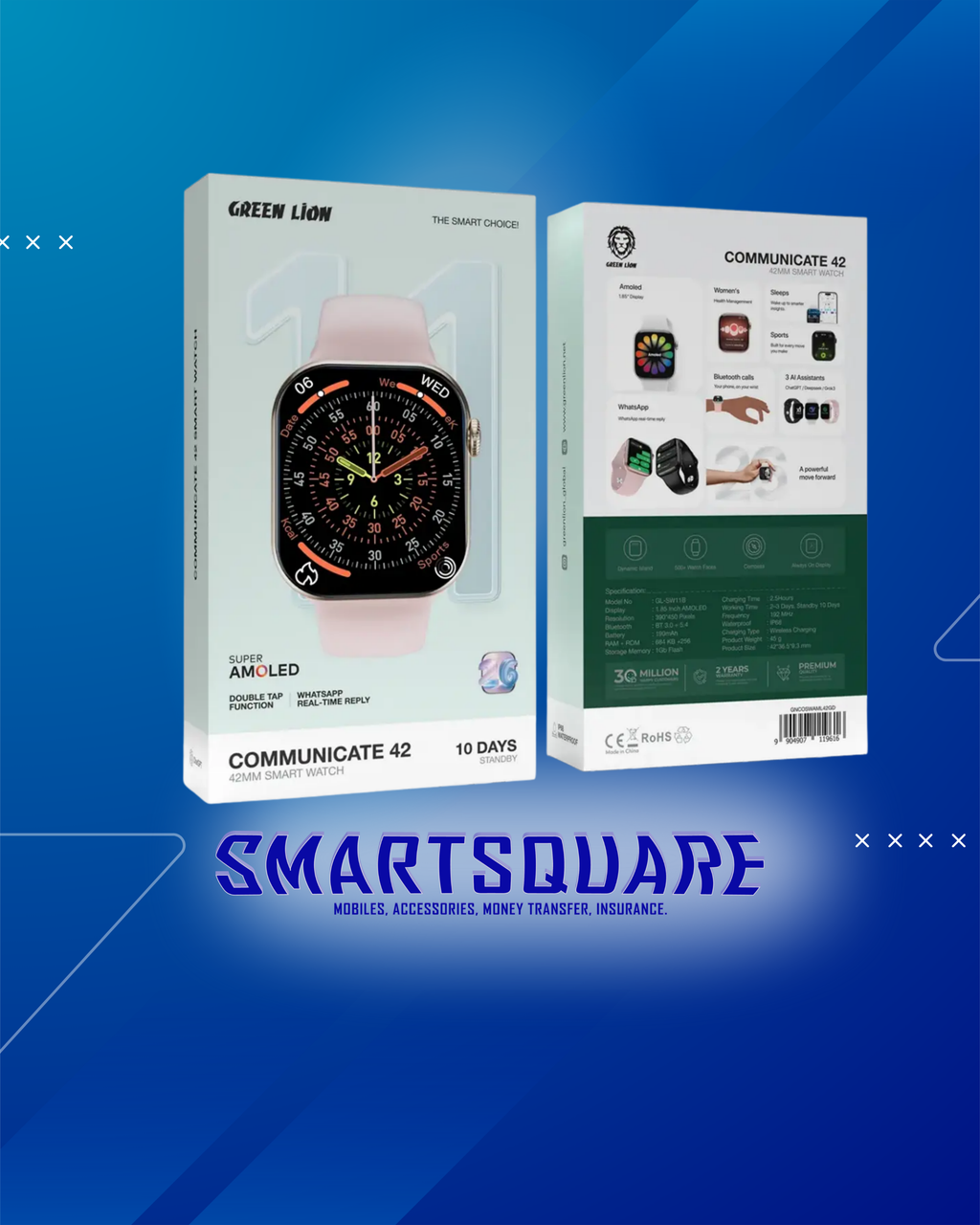 GREEN LION COMMUNICATE 42MM SMART WATCH