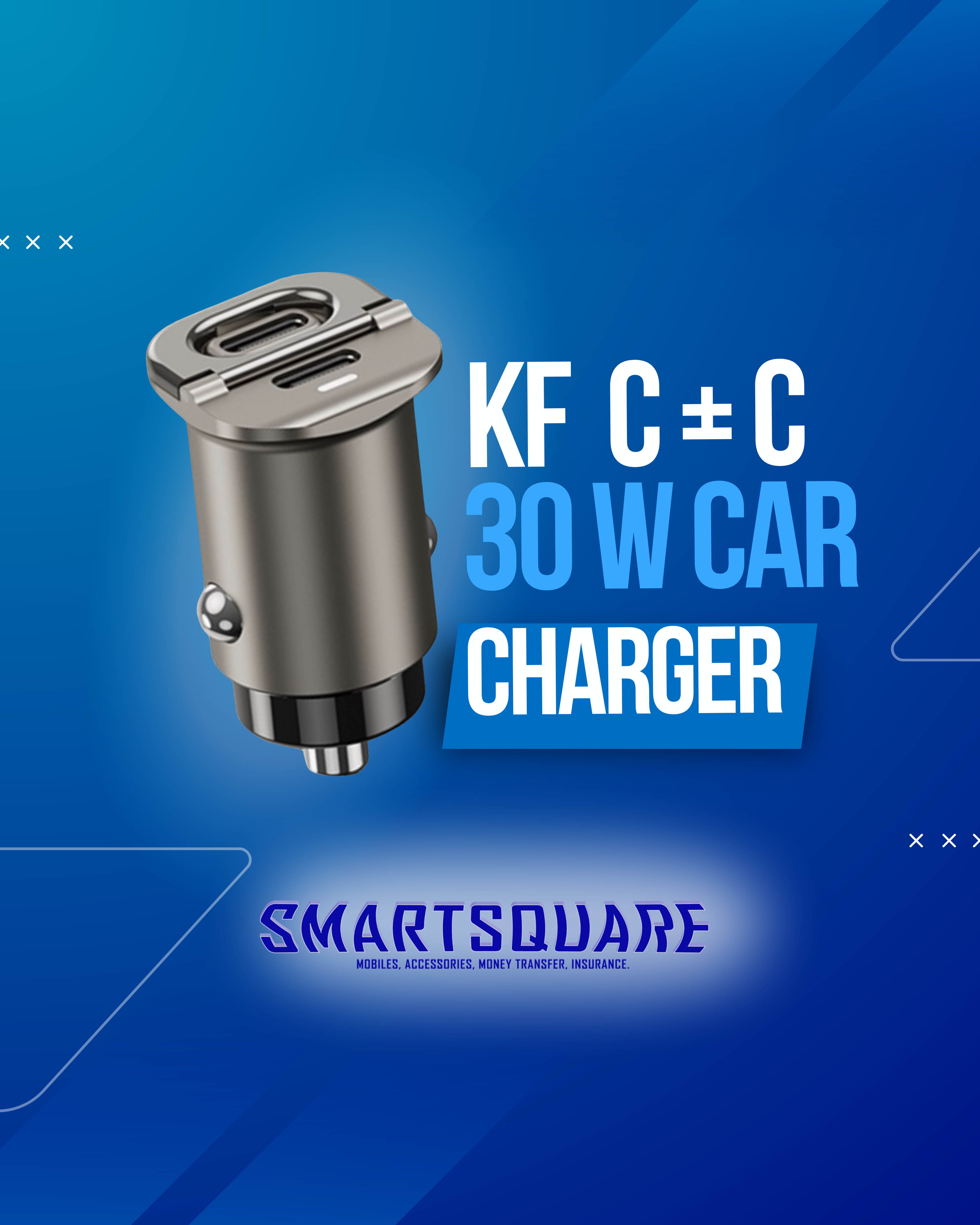 KF SENIOR USB C+C 30W METAL CAR CHARGER