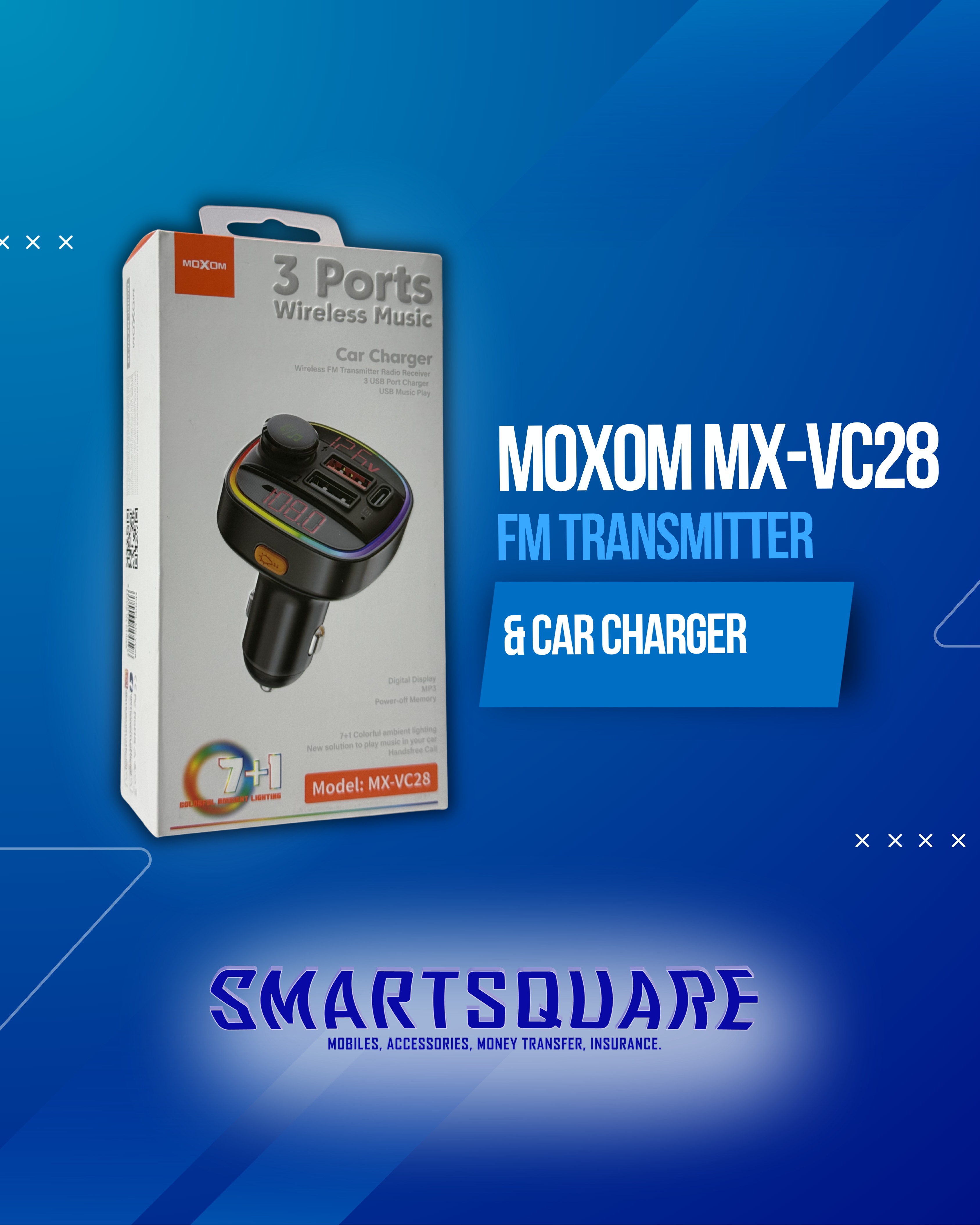MOXOM FM TRANSMITTER & CAR CHARGER